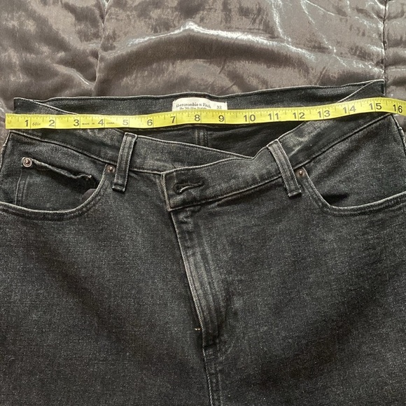 ABERCROMBIE & FITCH The '90s Slim Straight Hi-Rise Black Jeans Size32/14 ( F-17) - Picture 10 of 10